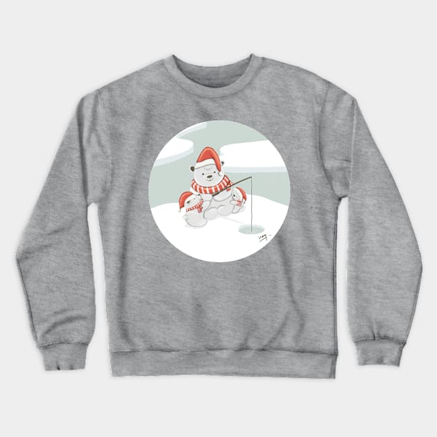 Christmas Polar Bears Crewneck Sweatshirt by VayArtStudio